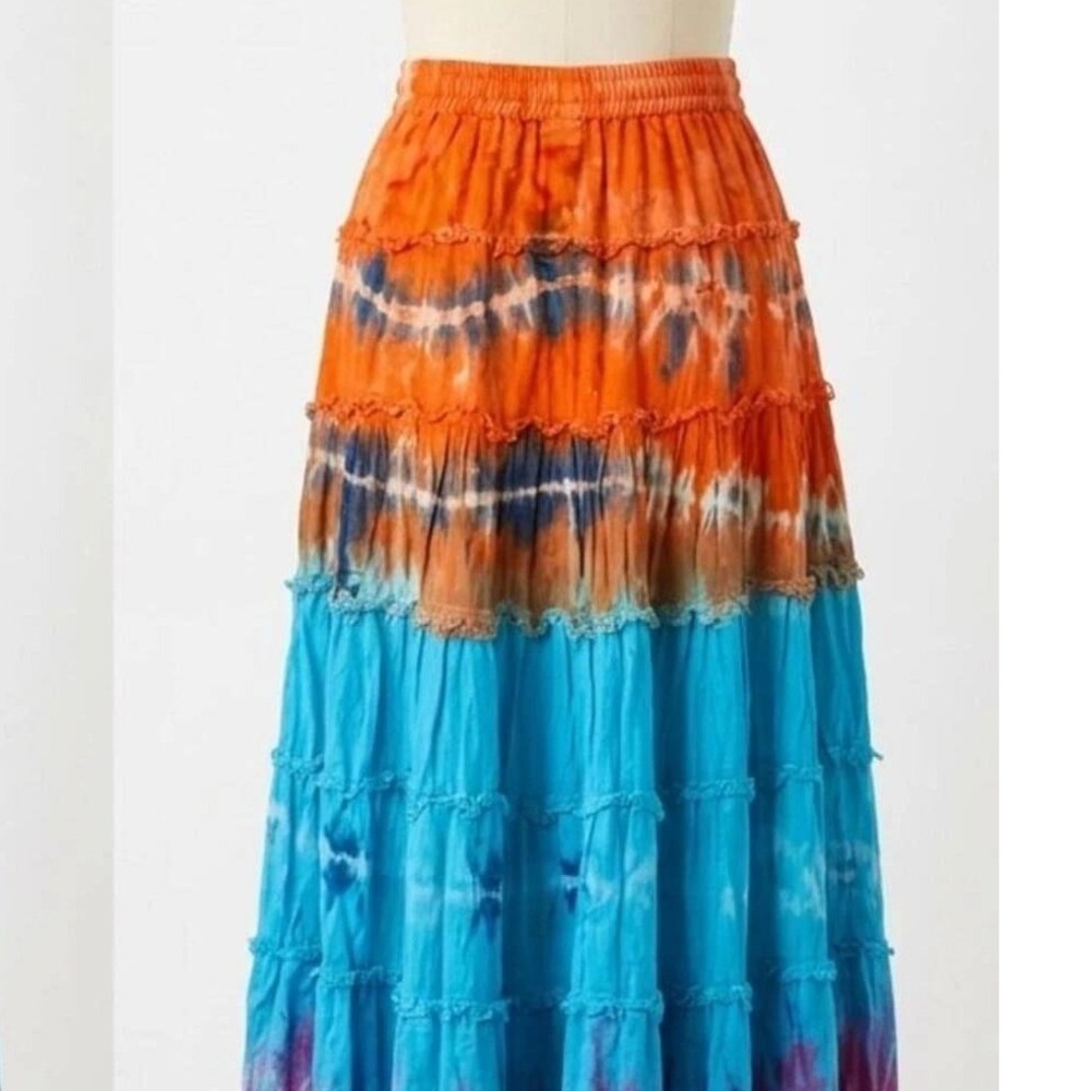 VTG Just Cruising Maxi Skirt Free Size Boho Hippie Tie Dye Prairie Flowy